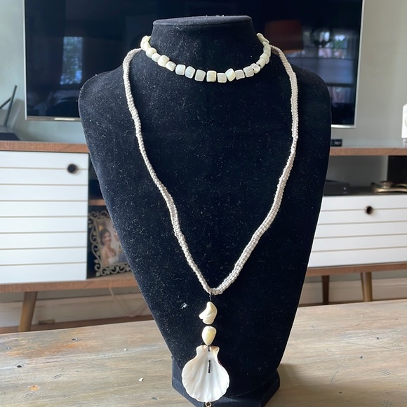 11. Free people shell, rope and faux mother of pearl long necklace NWT - Picture 2 of 12